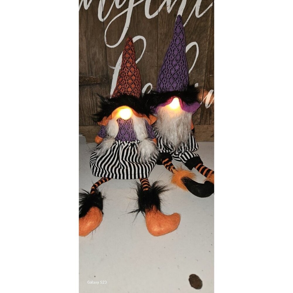 Gerson International Plush Halloween Gnome Shelf Sitters,  Set of 2-NEW W/TAGS!